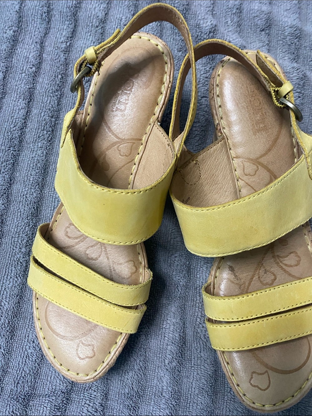 Yellow Women's Leather Slingback Sandals
